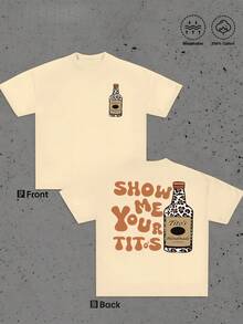 1pcs Men's Graphic TShirt Tito's Vodka Bottle Double Sided Print T Shirt Leopard Print Theme 100% Cotton Retro Tee Cool Casual Short Sleeve T Shirt Perfect Gift Summer Show Me Your Tito's Slogan Statement Tee - 杏色 - 查看 8