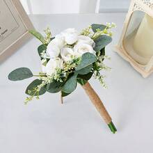 Ivory Artificial Flower Bouquet, Bridesmaid Bouquet, Wedding Ceremony, Anniversary, Dining Table Centerpiece - Multicolor - View 4