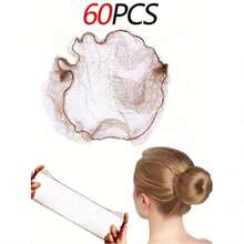 60pcs Brown Elastic Hair Nets, Women Invisible Hair Nets Wig Caps, Suitable For Catering Service, Ballet Buns, Sleeping, Flight Attendants, Nurses, Fine Mesh Bun Cover Snood - Brown - View 10