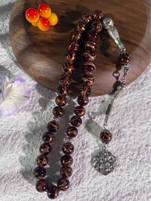 1pc 33pcs Glass Bead Rosary Necklace, Ramadan Prayer Beads Bracelet - Multicolor - View 9