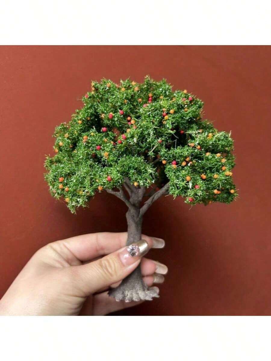 1pc 10/15cm Artificial Fruit Tree Model, Mini Farm Micro Landscape Decoration, Countryside DIY Scenery For Train Model, Dollhouse Accessories