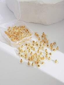 100个装透明硅胶圆柱耳塞，适合女性日常佩戴，耳环后塞，柔软硅胶耳环后塞，透明橡胶耳环后塞，带耳垫的柔软耳塞，低过敏性硅胶耳环后塞替换装，防滑硅胶耳塞，可用于DIY首饰，透明塑料耳环（袋装） - 金色100裝 - 查看 5