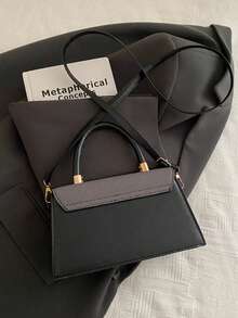 Fashionable Minimalist Versatile Square Shoulder Crossbody Handbag, Unique Design For Women - Black - View 8