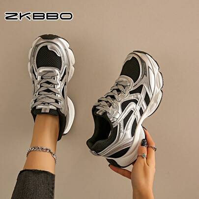 ZKBBO Women's Comfortable & Fashionable Thick Sole Tennis Sneakers, Casual Running Fitness Walking Shoes