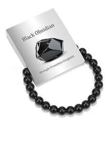 1 pieza Pulsera de cristal natural para mujeres y hombres, cuentas de piedras curativas de energía, diseño de cordón elástico, joyería de piedras preciosas hecha a mano, regalo de cumpleaños/ de moda - Multicolor - Ver 17