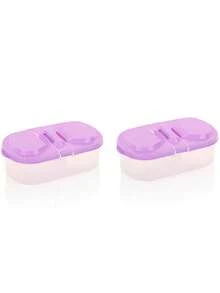 1 pieza Recipiente de almacenamiento de alimentos hermético de doble capa con tapa, organizador de cocina multifuncional de plástico para refrigerador - Multicolor - Ver 13
