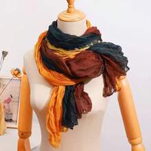 1pc Women's Long Lightweight Linen Ombre Scarf, Fashionable Casual For Daily Matching, Beach, Vacation Or Sun Protection - Multicolor - View 7