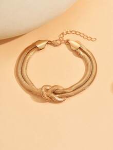 1pc Minimalist Versatile Thick Snake Chain Metal Design Women Fashion Anklet Jewelry, Suitable For Daily Outfit, Beach, Travel, Party - Multicolor - View 3