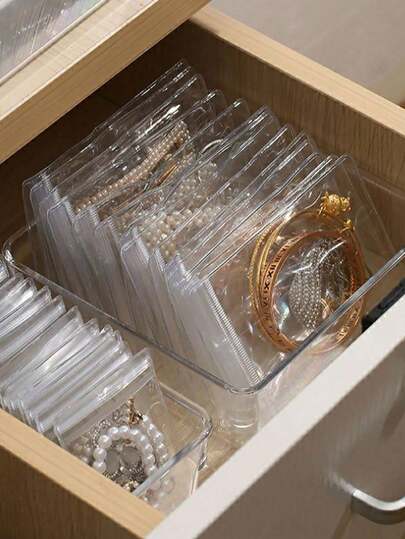 PVC透明可重复密封首饰袋，高清密封，抗氧化防褪色，适用于收纳耳环、项链、首饰、小礼物、配饰、派对礼品袋，柔软厚实耐用，易于查看和查找，实用礼品收纳整理