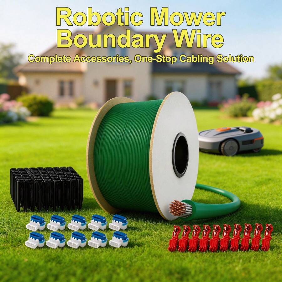 Set de sârmă de delimitare 50 m / 150 m / 250 m pentru mașini de tuns iarba robotizate, inclusiv știfturi 50/100, conectori de cablu 5/10 și cleme, compatibil cu Gardena, Robomow și multe altele. - Combinaţie - Vizualizare 1