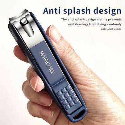 J·FOCUS Stainless Steel Anti-Splash Nail Clipper, Suitable For Thick/Hard Nails - Concave Trimmer With Debris Collection Box, Hygienic Design For Finger And Toe Nails, Manicure Tool