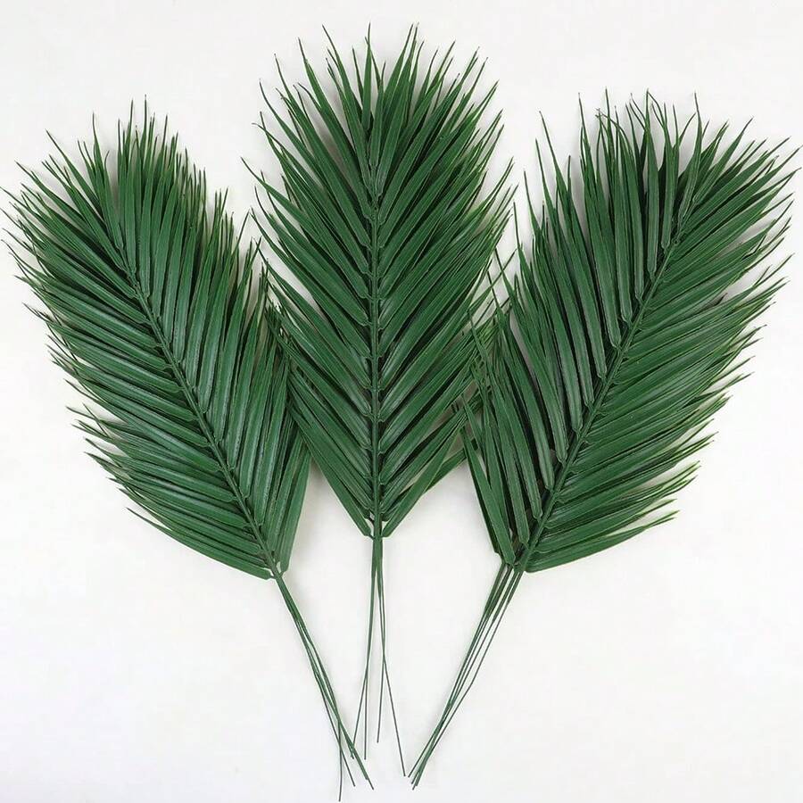 1/10/20/30片装仿真植物，仿真绿叶，仿真棕榈叶，生日装饰，餐桌摆件，适用于棕榈花卉布置、夏威夷派对、丛林海滩主题派对、周年纪念装饰、房间装饰、家居装饰、墙面装饰、卧室装饰、厨房装饰、礼品、婚礼装饰 - 綠色 - 查看 1