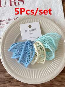 5个镂空网状发圈，2025新款不褪色宽边口罩发圈，女士高弹力简约马尾发圈，橡胶发饰发圈发绳美容家居卧室装饰 - 彩色 - 查看 10