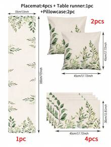 1/4/5/6/7pcs Spring & Summer Floral Decor Set, Beautiful Flower Design Living Room/Bedroom/Dining Room Decoration, Faux Linen Material, Multiple Sizes Available, Dining Table Decor, Fireplace Mantel Scarf, Placemats, Coasters, Home Decor - Multicolor - View 2