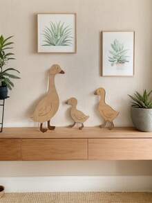 3件套木制鸭子造型墙饰，儿童房、幼儿园装饰，创意墙饰 - 彩色 - 查看 3