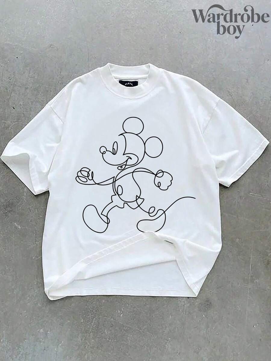 Disney Printed T-Shirt,Retro Mickey Shirt, Classic Mickey Shirt, Mickey Mouse Shirt, Cute Mickey Shirt , Unisex,High-Quality Pure Cotton T-Shirt,Suitable For All Seasons, Comfortable And Breathable| Exquisite Design | The Best Choice For Giving Gifts - 白色 - 查看 1