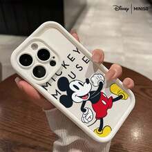 Miniso 迪士尼米奇经典红色短裤设计手机壳，适用于 iPhone 17/17 Pro/17 Pro Max/17 Air/16/15/14/13/12/11/X 系列，iPhone 17 Pro Max 手机壳，iPhone 17 Pro 手机壳，iPhone 17 手机壳，圣诞礼物，送给女朋友 - 白色 - 查看 2
