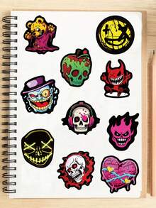 50pcs Gothic Cartoon Ghost Face Skull Stickers Cell Phone Case Handbook Laptop Luggage Skateboard Helmet Decorative Stickers - A - View 5
