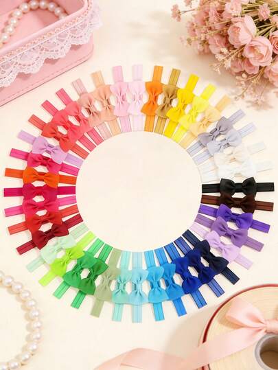 10/20/30Pcs Color High-Elasticity Bow Hairbands, A Classic And Versatile Hair Accessory, Randomly Assorted Cute Butterfly Hairbands