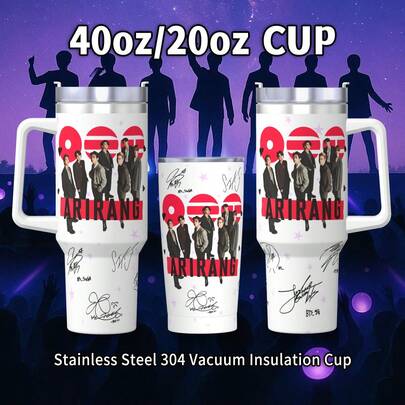 40盎司/20盎司不锈钢保温水瓶，带吸管和提手 - BT21 标志性设计，送给ARMY粉丝的完美礼物，适合BT/S演唱会、旅行、上学、万圣节、圣诞节、感恩节等场合。