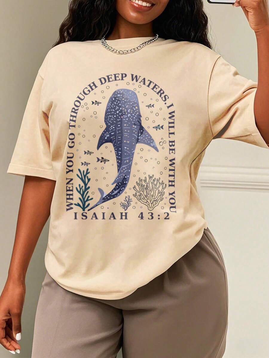 Oversized Style For Women, Psalm 23 The Lord Is My Shepherd T-Shirt Classic Script T-Shirt For Comfort Seekers Perfect For Everyday Wear And Church Services, Oversize Type Shirt For Women, Perfect For Holiday Parties Or Gift Giving, Soft And Comfortable - Quả mơ - Kiểu 2 - Xem 1