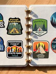 50pcs Camping Sticker Pack For Decorating Diary, Scrapbook, Planner, Luggage, Phone Case, Tablet, Skateboard, Guitar - View 5