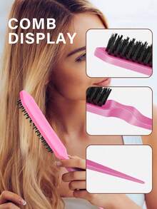 6件套美发梳套装，含连续喷雾瓶（6.8盎司/200毫升），配有卡通3D立体贴纸、超细喷雾瓶、边缘刷、尖尾梳和蓬松梳，适用于抚平毛躁、造型、清洁和美发沙龙。 - 彩色 - 查看 6