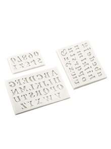Set de 1/3 piezas Mini molde de silicona 3D alfanumérico para fondant, molde de letras y números de dibujos animados para chocolate, herramienta de decoración de pasteles DIY, utensilios de cocina, accesorios de cocina, artículos de cocina para el hogar - Multicolor - Ver 14