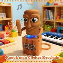 1Pc Italian Brainrot Funny Sound Keychain With Glow & Voice Feature, Novelty Italian Meme Sound Button Keyring, Funny Animals Stress Relief Fidget Toy, Creative Sensory Autism Anxiety Relief Gag Gift, Fashion Bag Charm Backpack Pendant Accessory For Teens Adults Women Men - F:茶杯女孩 - 查看 3