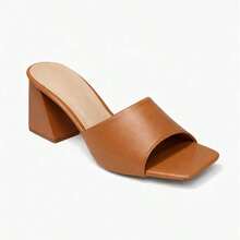 Women's Clog With 8cm Chunky Heel, Classic Block Heel, Colorful, Comfortable, Blogger-Inspired, Summer Fashion - 駝色 - 查看 1