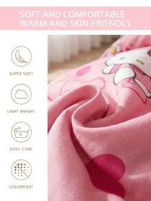 SANRIO 三件套被套组 - 1 个被套 + 2 个枕套（不含填充物），可爱卡通图案，全尺寸，柔软舒适，适合宿舍、家庭卧室、酒店，四季皆宜，带拉链封口和枕套，多色可选，超大床品套装 - 時尚玫紅KT - 查看 6