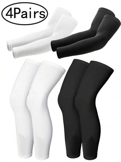 4 pares de mangas deportivas de compresión con protección UPF 50+ y enfriamiento, mangas para baloncesto para hombres, accesorios escolares de Halloween, guantes de invierno, mangas blancas, ropa de otoño, disfraces de Halloween, mangas negras para hombres, regalo