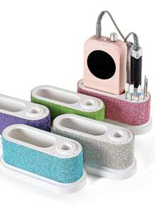 Multi-Functional Nail Drill Holder & Polishing Pen Organizer, Nail Drill Bit Storage Box With 8 Slots, Manicure Nail File & Grinder Head Stand - Multicolor - View 2