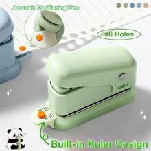 Mini 6 Hole Paper Punch, 10 Sheet Paper Capacity,5.5mm Hole Diameter,Handheld Circle Punch Puncher, Round Hole Paper Puncher For A4 A5 B5 Notebook Scrapbook Diary Planner,For Office&School Use - A - View 3