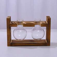 Wooden Frame Plant Micro Landscape, Heart-Shaped Transparent Glass Vase, Hydroponics Plant Propagation Station, Air Pineapple Flower Pot, Suitable For Home Office Decor, Home Decor, Room Decor Vase - Multicolor - View 19