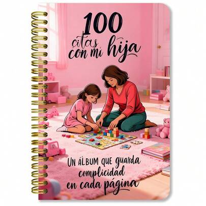 Libro de interacción madre-hija de 100 días - Álbum de fotos conmemorativo con seguimiento de fechas y función de diario, un regalo precioso para madres e hijas