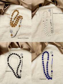 1串陶瓷玻璃珠穆斯林念珠，33颗珠子，10厘米，流行的中东阿拉伯礼品 - 彩色 - 查看 5