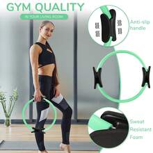 Pilates Ring Set – 14-Inch Anti-Deformation Magic Ring With Soft Handle, Mini Ball, 5 Resistance Bands, User Guide, Home Pilates Equipment - Mint Green - View 5