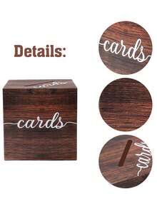 1 Peça Caixa de Cartões de Casamento Rústica, Caixa de Cartões de Casamento com Folha de Ouro "Cards", Decoração de Casamento, Decoração de Chá de Panela, Decoração de Aniversário, Decoração de Casa, Decoração de Quarto, Porta-Cartões Elegante para Recepção de Casamento e Festa de Aniversário, Decoração de Mesa para Cerimônia de Formatura, Perfeito para Presentes de Casamento, Cartões de Aniversário e Desejos de Formatura - multicolorido - Visão 8