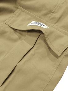 Hidkat Men's Workwear Shorts Solid-Color Fashion Design Multiple Pockets Drawstring Waistband Perfect For Summer Casual Wear - Khaki - View 5