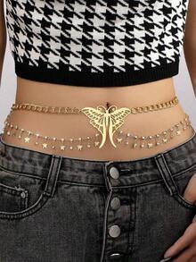 Fashionable Multi-Layer Waist Chain With & Daisy Pendant, Elegant Accessory Women (Excluding Box) - Yellow Gold 2 - View 6