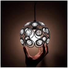 1pc Elegant Mini Gold/Black Metal Frame With Transparent Engraved Crystal Pendant, Sparkling Reflective Crystal Lamp Shade, Unique Design (Shade Only) - Bull's Eye Lampshade - View 1