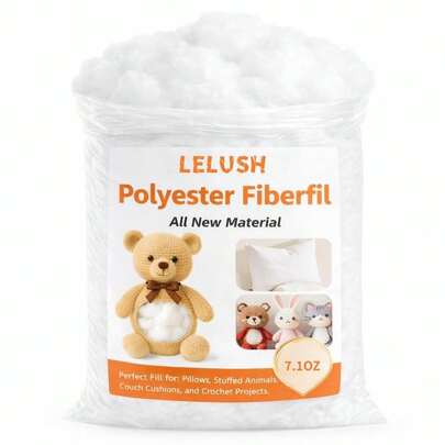 7.1oz Polyester Fiber Filling, Handmade Craft Stuffing, DIY Toys, Pillows, Cloud Decor, Brand New High-Quality White Polyester Fiber Filler, Suitable For Crochet