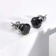 1 Của 316L Không gây dị ứng Thép không gỉ Hoa tai , Không gây dị ứng Lập phương Sáu-ngạnh AAA Đen Hoa tai , Đơn giản Và Linh hoạt Hoa tai Với Kim cương , Đúng mốt Xu hướng Hoa tai , Không giới tính Phong cách , Lung linh Thép Titan Hoa tai - màu đen - Xem 11