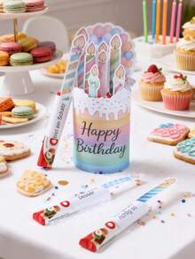25张生日蛋糕蜡烛图案巧克力包装纸，生日快乐礼品包装纸，巧克力糖果包装用品，生日派对礼品包装装饰，生日派对装饰品，巧克力糖果礼品包装，生日派对用品，生日礼物，派对小礼品 - 蛋糕蠟燭 - 查看 7