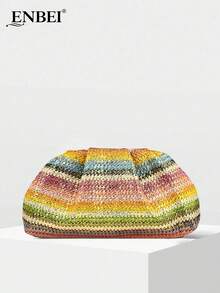 ENBEI 优雅复古多色手拿包 - 化妆包，彩色女士手提包，时尚新款晚宴包，简约百搭，时尚晚宴包。适合派对、晚宴、婚礼、约会、购物等场合。是送给妈妈的完美母亲节礼物，也是闪耀的节日或圣诞节礼物。 - 彩色 - 查看 10