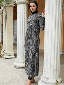 VFJ Burkini Swimsuits For Women Full Coverage Long Sleeve Muslim Islamic Swimwear Burkini Bathing Suit With Hijab - Dark Grey - View 3