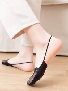 Calcetines de encaje de barco de verano para mujer, calcetines invisibles de malla transpirables, calcetines de dama con bordado de flores y cordones - Multicolor - Ver 6