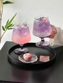 2 piezas/4 piezas Vasos de vidrio con tallo púrpura, tazas de café, tazas de jugo, tazas de agua con gas, vasos para bebidas, copas de cóctel, para el hogar, bodas, fiestas, cristalería para días festivos - Morado - Ver 7