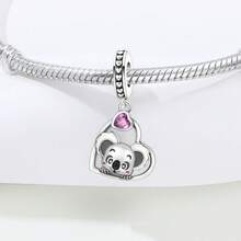 CYMYSS 1件可爱卡通风格925镀银立方氧化锆考拉心形吊坠，女士珠宝礼物，情人节/生日礼物 - 彩色 - 查看 3